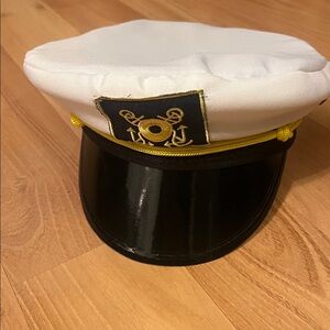 Adult Ship Navy Officer Yacht Skipper Captain Hat Cap Costume White, One Size